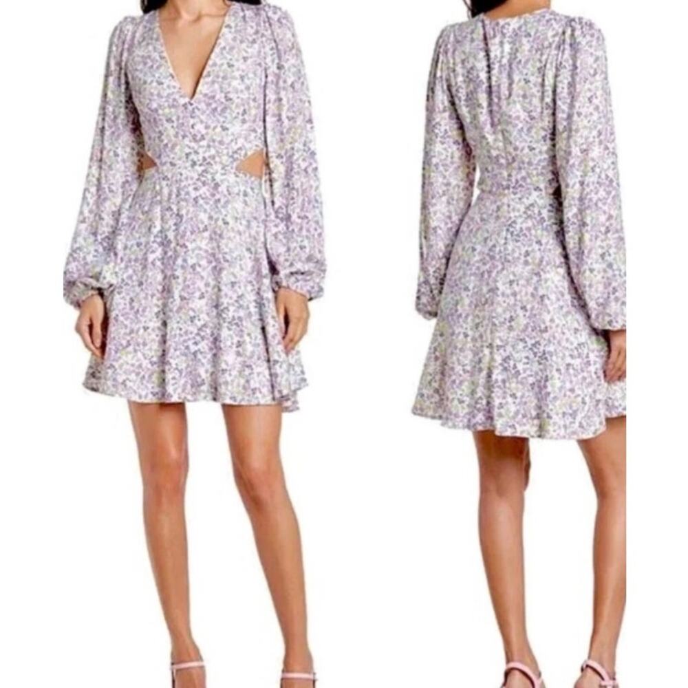AFRM Revolve Sean Floral Long Sleeve Cutout Mini Dress Plus Size 2XL